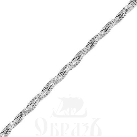 косичка из 3-х цепочек плетения "париджина" серебро 925 пробы с родиевым покрытием (арт. нц 22-007-3 d0,50)