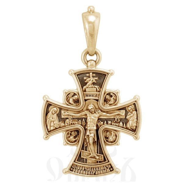 крест «распятие. икона божией матери «всех скорбящих радость», золото 585 проба желтое (арт. 201.528)