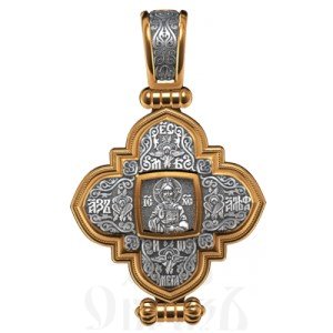 крест мощевик св. праведная анна, серебро 925 проба с золочением (арт. 05.005)