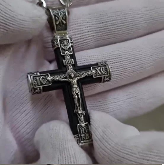 крест «распятие», серебро 925 проба эбен (арт. кэ023б)