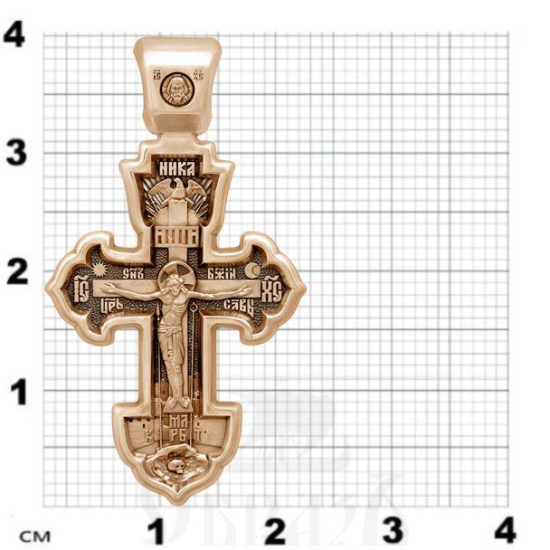 крест «распятие. сергий радонежский. молитва кресту», золото 585 проба красное (арт. 201.508-1)